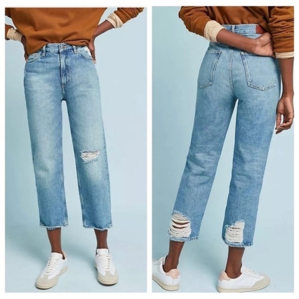 Anthropologie M.i.h. Jeanne High Rise Vintage Straight Denim Blue Size 28